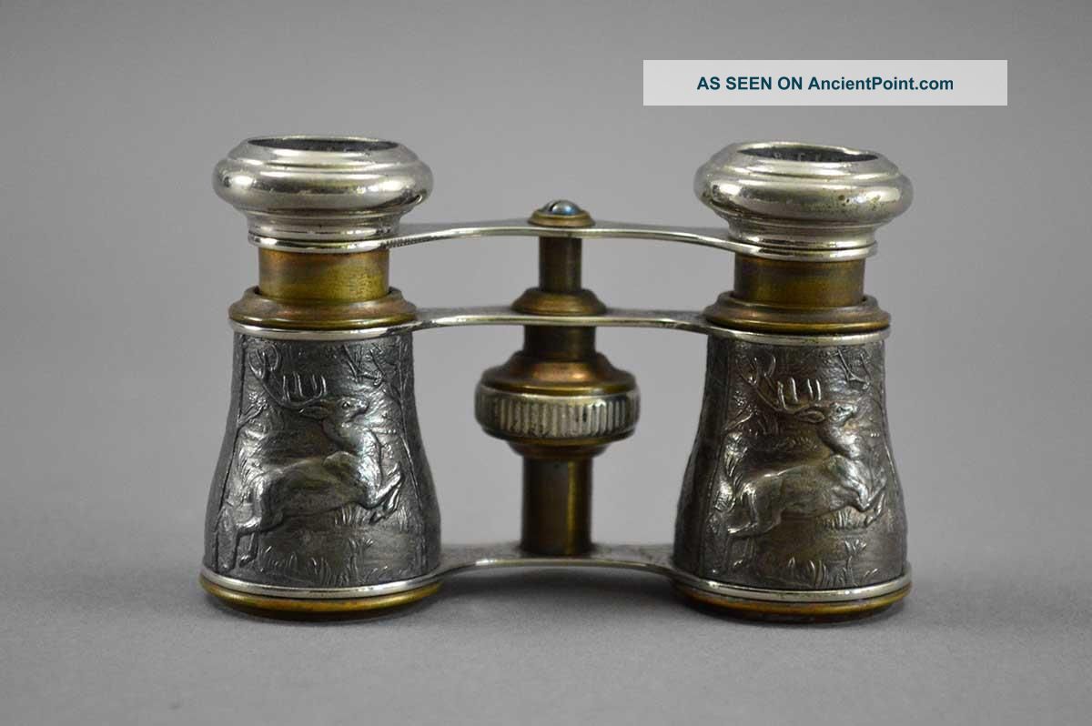 Antique Sportiere Paris Opera Glasses W/ Hunt Scene Nr