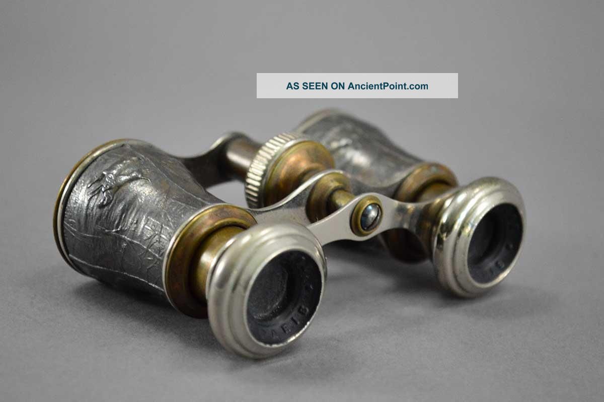 Antique Sportiere Paris Opera Glasses W/ Hunt Scene Nr