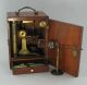 Antique 19c Brass Microscope & Bench Bullseye Condenser Magnifier & Slides Cased Other Antique Science Equip photo 2