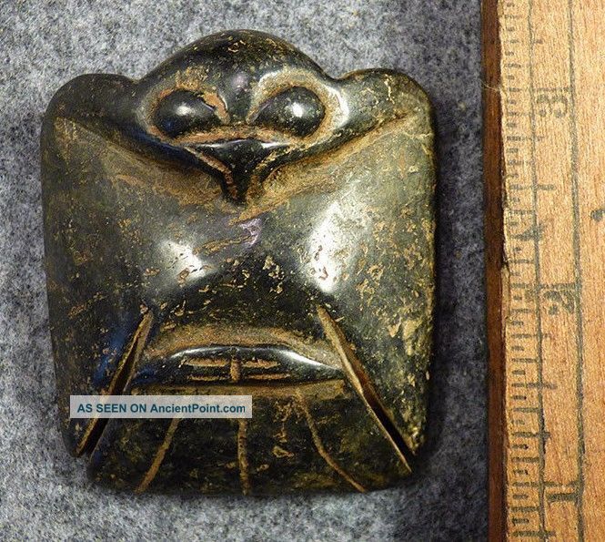 Early 1800 ' S Cherokee Eagle Amulet Black Porphyry Stone Good Patina Medicine Man Native American photo