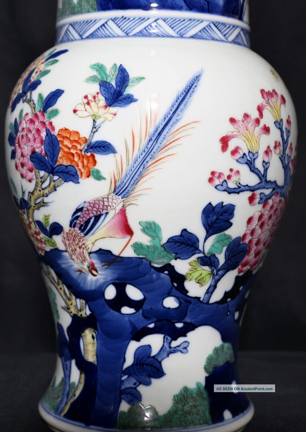 Large Antique Chinese Painting Porcelain Gu Beaker Vase Marked