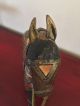 Vintage Carved Wood Horse Inlay Brass Horn Bone Figurine Sculpture Statue Carved Figures photo 1
