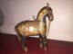 Vintage Carved Wood Horse Inlay Brass Horn Bone Figurine Sculpture Statue Carved Figures photo 8