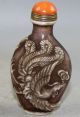 Chinese Coloured Glaze Carving Dragon And Phoenix Snuff Bottles Snuff Bottles photo 4