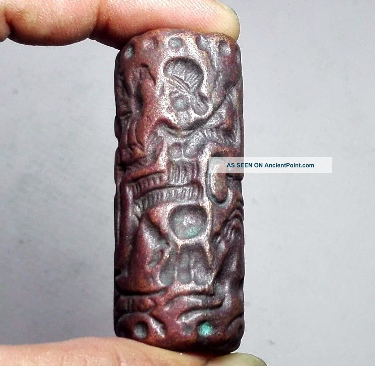 Stunning Very Old Seal Bronze Intaglio Bead Medieval Rare Pendant 55x22 Mm.  138g. Near Eastern photo