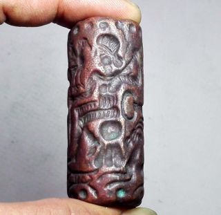 Stunning Very Old Seal Bronze Intaglio Bead Medieval Rare Pendant 55x22 Mm.  138g. photo