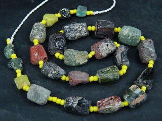 Ancient Fragment Glass Beads Strand Roman 200 Bc Be1348 photo