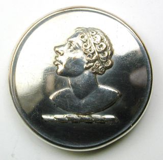 Antique Silver On Copper Livery Button - Man In Profile - Bullivant - 15/16 