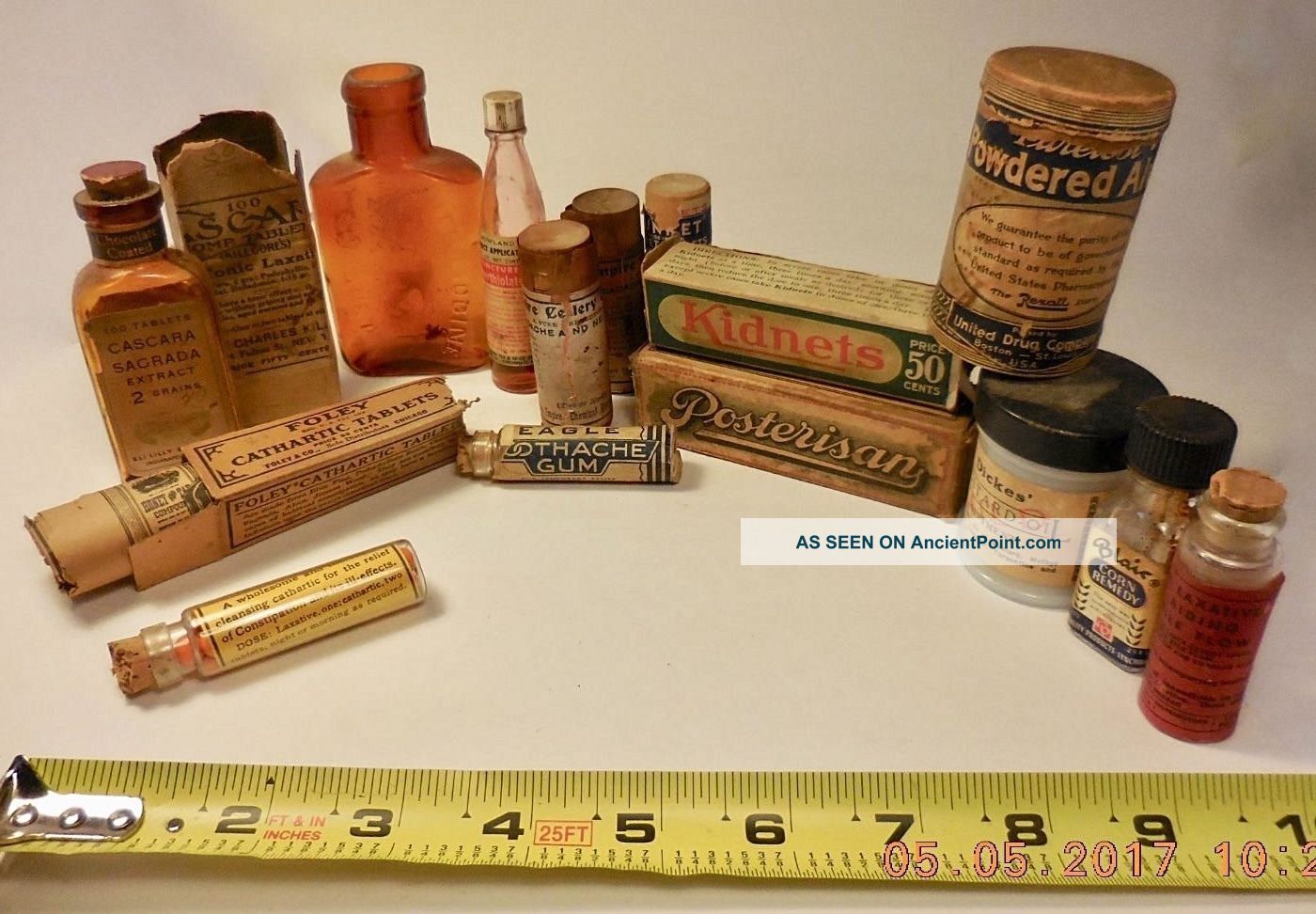 14 Vintage Adv.  Medical Bottles,  Boxes,  Wooden & Cardboard Containers - Laxatives, Quack Medicine photo