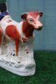 Mid 19thc Staffordshire Russet Red & White Cow Creamer & Milkmaid C1860s Creamers & Sugar Bowls photo 3