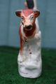Mid 19thc Staffordshire Russet Red & White Cow Creamer & Milkmaid C1860s Creamers & Sugar Bowls photo 4