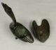 E648: Very Rare Japanese Old Smallish Copper Incense Burner Of Duck Statue Statues photo 7
