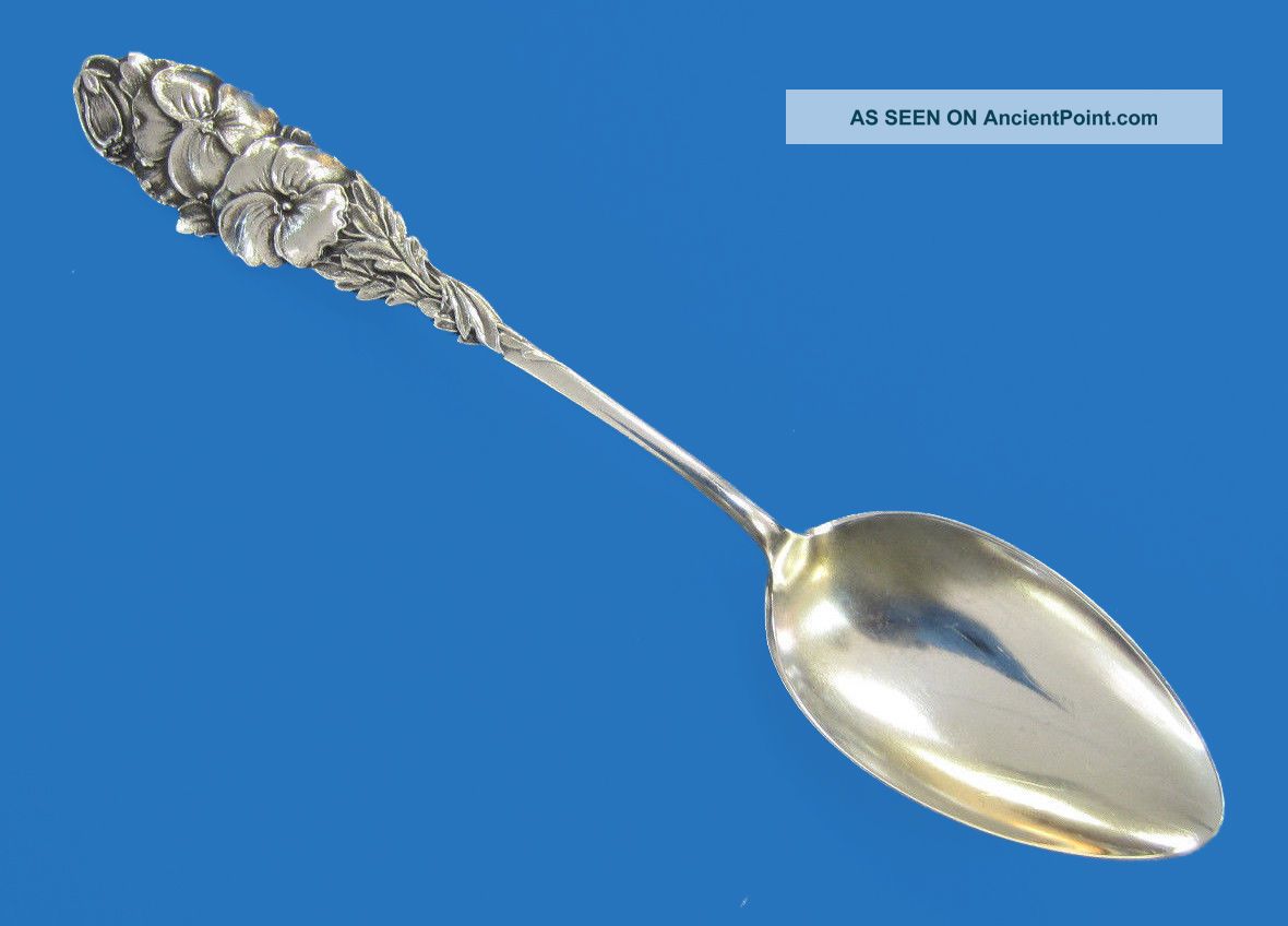 Sterling Silver Cm Robbins Spoon With Slightly Curved Floral Pattern Handle Flatware & Silverware photo
