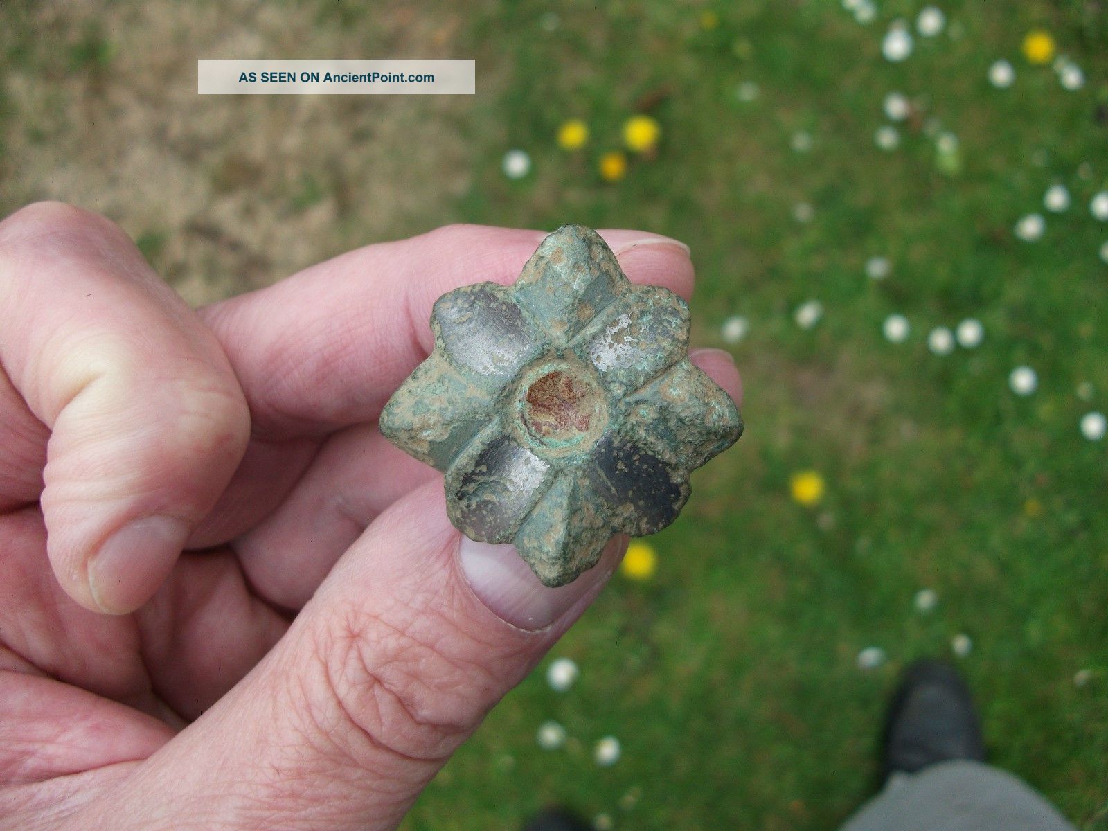 Medieval Silvered Floral Dagger Pommel / Wars Of The Roses - Towton (1461) York British photo