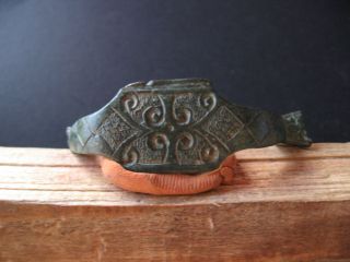 Engraved Handle Ancient Celtic Engraved Bronze Artifact 400 - 200 B.  C. photo