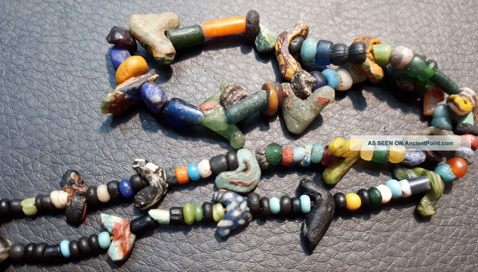 Ancient Roman Bird Mosaic Glass Colorful Assorted Phoenician Glass Bead Necklace Roman photo