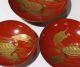 Japanese Antieque Lacquer - Makietriple Cup High - Quality Light - Seasoned Made Rare Other Japanese Antiques photo 11