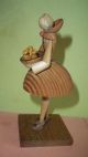 Wooden Carved Girl Holding Bowl Of Ducks - Made In Poland By Sitarski,  Fedorowicz Carved Figures photo 4
