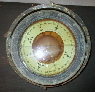 Vintage Bronze Kelvin & Wilfred O White Of Boston Naval Ship ' S Compass. photo