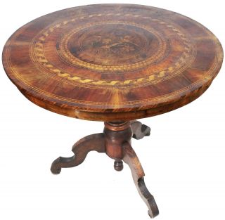 Antique Italian Neoclassical Period Walnut And Inlaid Center Table photo