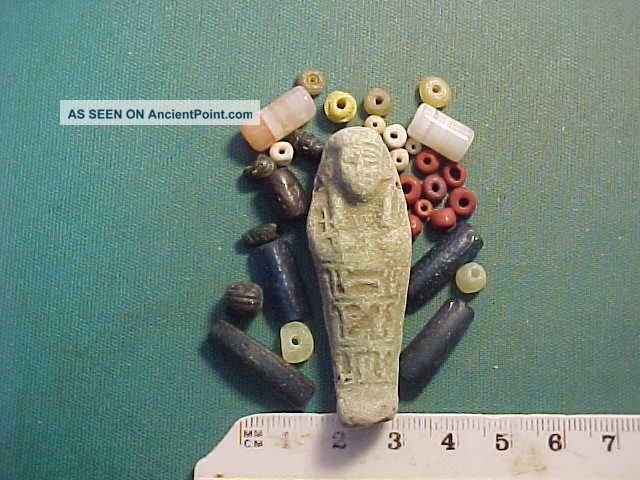 30,  Ancient Beads Circa 1000 Bc - 700 Ad,  An Egyptian Faience Shabti Roman photo