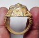 Antique Gold Gilding Ancient Bronze Face Ring 9 Size Near Eastern photo 1