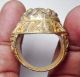 Antique Gold Gilding Ancient Bronze Face Ring 9 Size Near Eastern photo 3