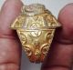 Antique Gold Gilding Ancient Bronze Face Ring 9 Size Near Eastern photo 4