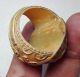 Antique Gold Gilding Ancient Bronze Face Ring 9 Size Near Eastern photo 6