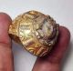Antique Gold Gilding Ancient Bronze Face Ring 9 Size Near Eastern photo 7
