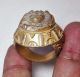 Antique Gold Gilding Ancient Bronze Face Ring 9 Size Near Eastern photo 8
