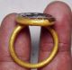 Wonderful Agate Pegasus Intaglio Stone Black Bronze Gold Gilding Ring 9.  5 Size Near Eastern photo 3