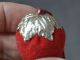 Strawberry Emery Pin Cushion Sterling Silver Top Tassel Velvet Antique Pin Cushions photo 1