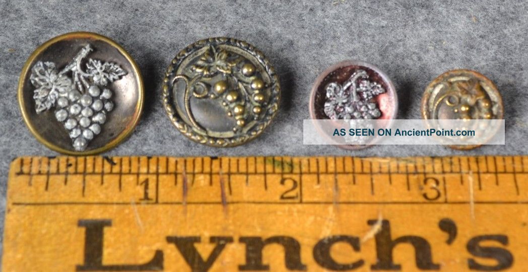 Sewing Buttons Antique Brass Grapes Fruit Victorian Originals Buttons photo