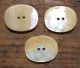 3 Mother Of Pearl Buttons Oval Carved Iridescent Victorian Antique 21 Buttons photo 3