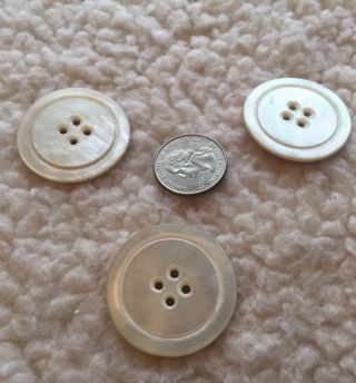 Three Antique Mother Of Pearl White Buttons photo