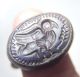 Wonderful Lapiz Bird Intaglio Stone Seal Bronze Ring 8.  75 Size Near Eastern photo 6