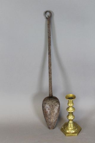 A Rare Decorated 18th C England Wrought Iron Cooking Spoon Great Old Surface photo