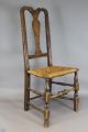 Rare 18th C Norwich,  Ct Qa Chair Bold Spanish Feet Carved Crest Old Attic Patina Primitives photo 1