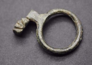 Ancient Roman Bronze Key Ring 1st - 3rd Century Ad British Found photo