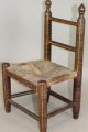Fine 19th C Child ' S 2 Spindle Back Chair In Best Red & Black Paint Primitives photo 1