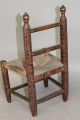 Fine 19th C Child ' S 2 Spindle Back Chair In Best Red & Black Paint Primitives photo 2