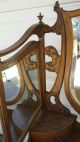 Antique Vanity Dressing Table Golden Quarter Sawn Oak Ornately Carved 1900-1950 photo 3