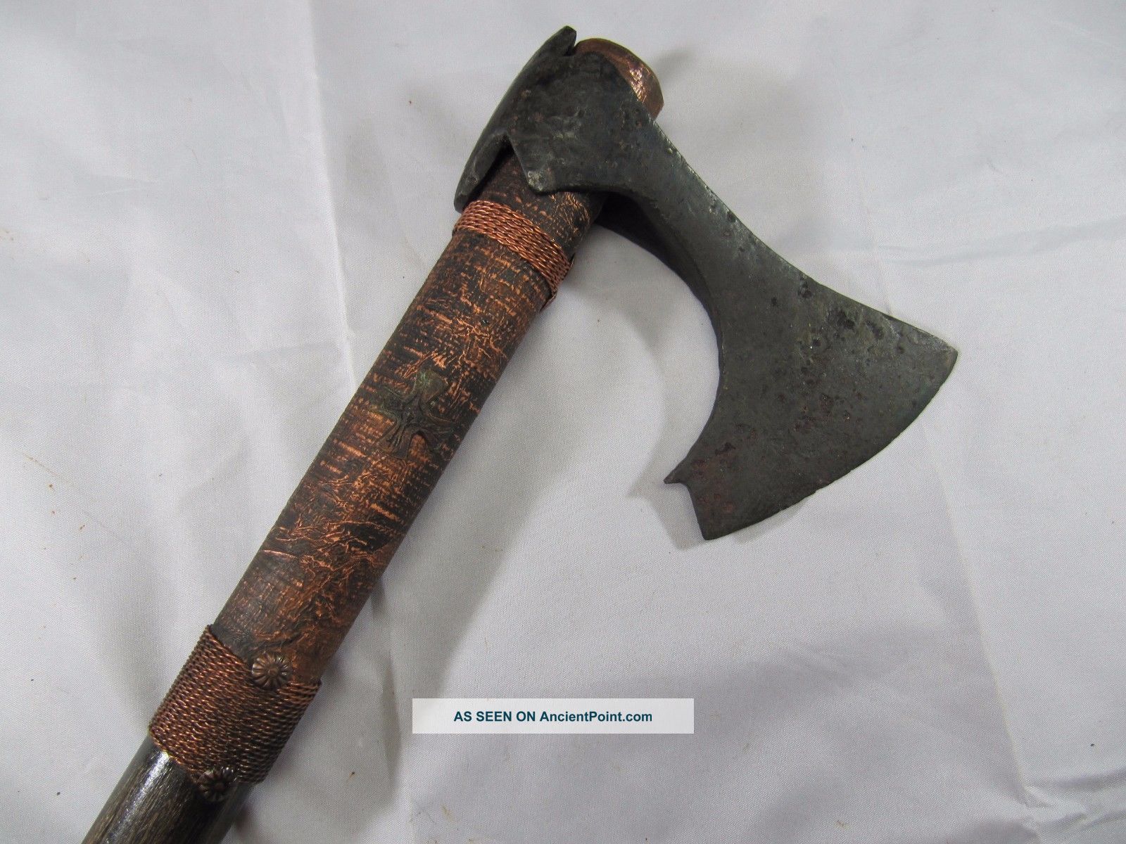 Ancient Viking Iron Bearded Axe 9 - 10 Cent Hand Carved Handle (certificate) Viking photo
