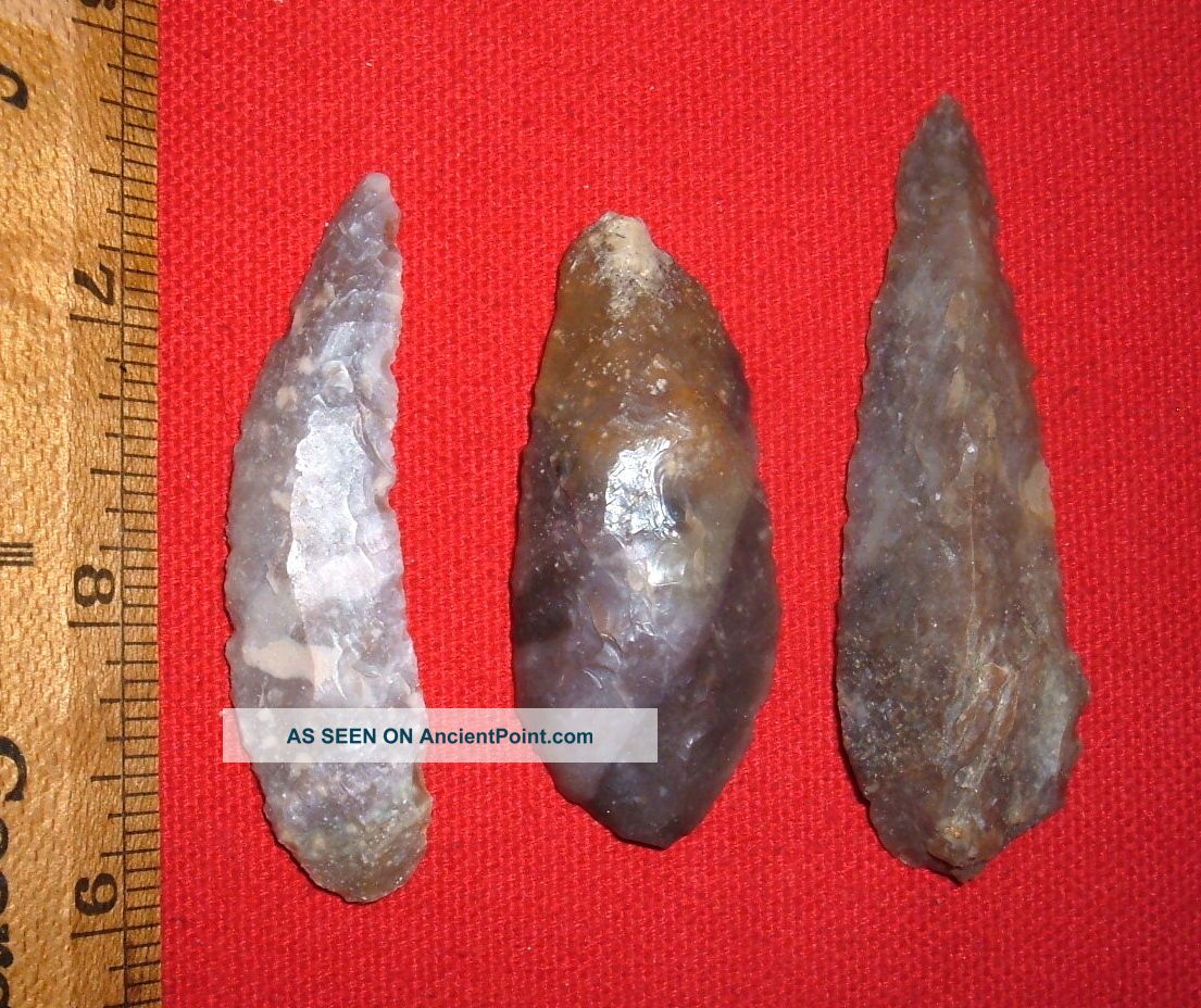 (3) Choice Sahara Neolithic Morocco Blades Knives,  Prehistoric African Artifacts Neolithic & Paleolithic photo