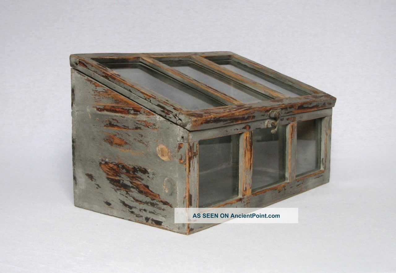 Vintage French Wood & Glass Counter Top Store Display Case With Latch