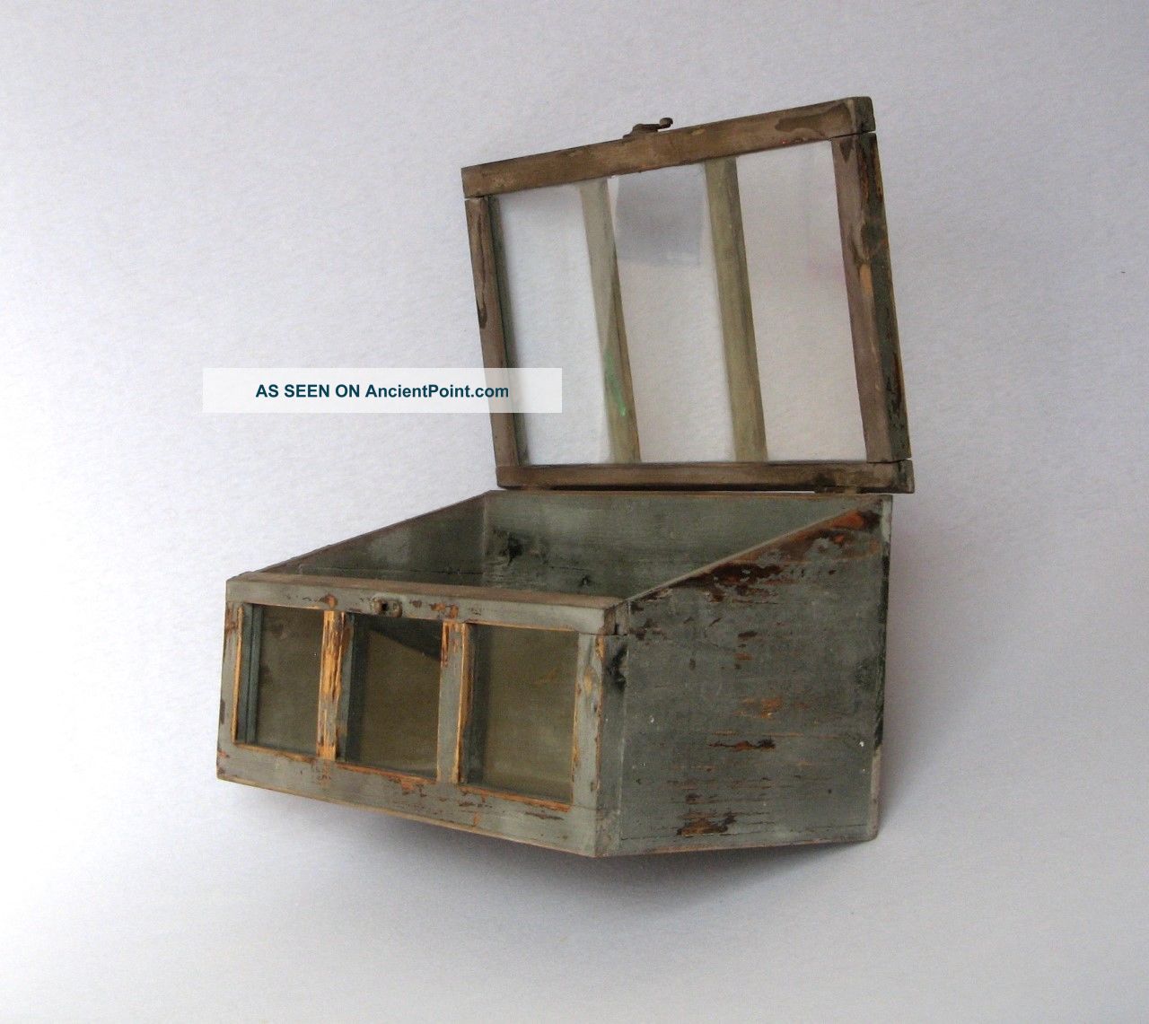 Vintage French Wood & Glass Counter Top Store Display Case With Latch