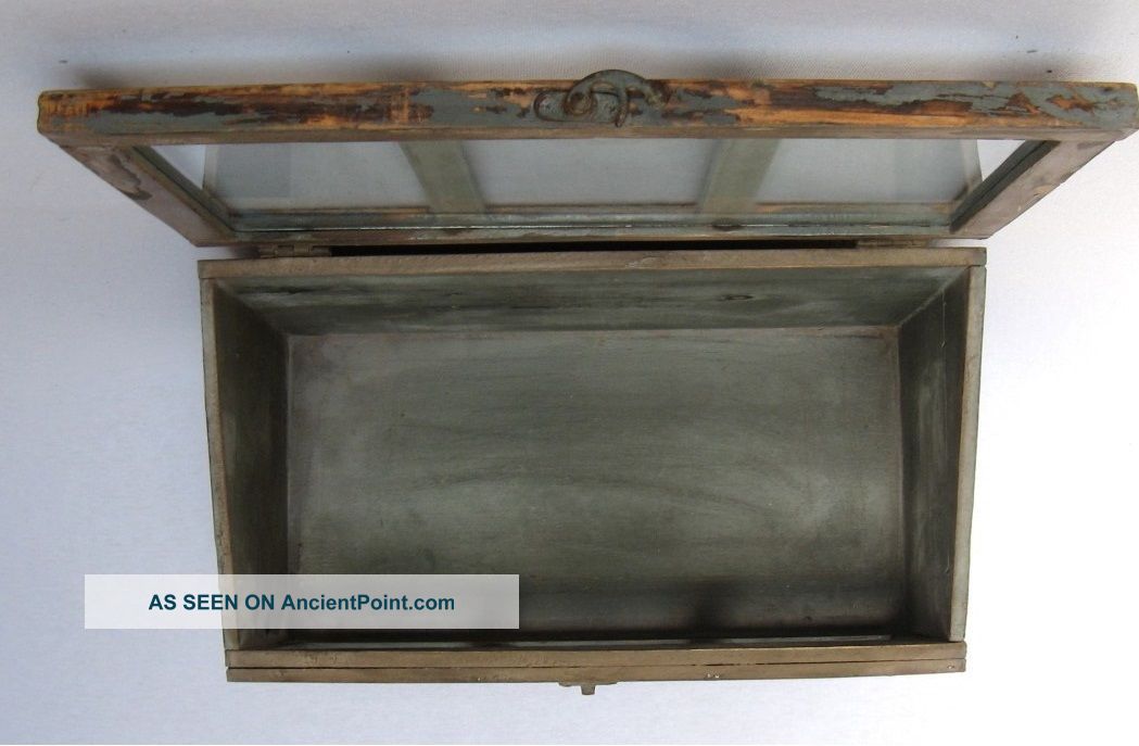 Vintage French Wood & Glass Counter Top Store Display Case With Latch