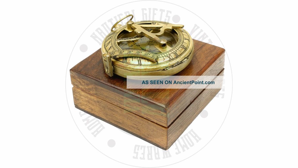 Vintage Maritime Antique Brass Sundial Compass Nautical Decor Postage
