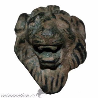 Intact Roman Legionary Bronze Lion Mount Applique Decoration Circa 200 - 300 Ad photo